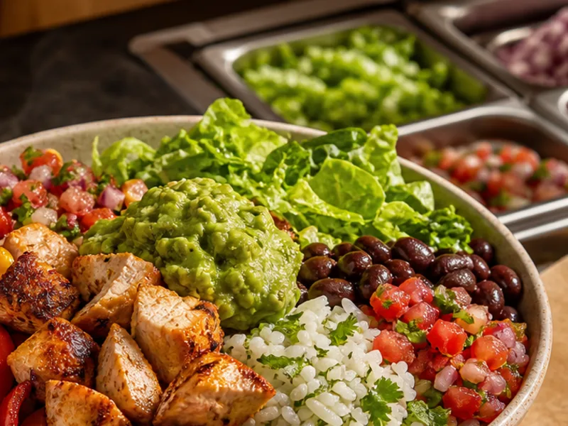 Fresh greens, guacamole, black beans, tomato salsa, and grilled ingredients